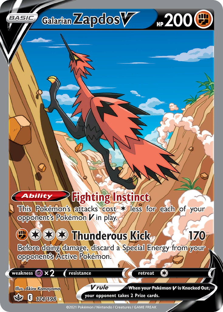 Galarian Zapdos V Alt Full Art - 174/198 - SWSH06: Chilling Reign