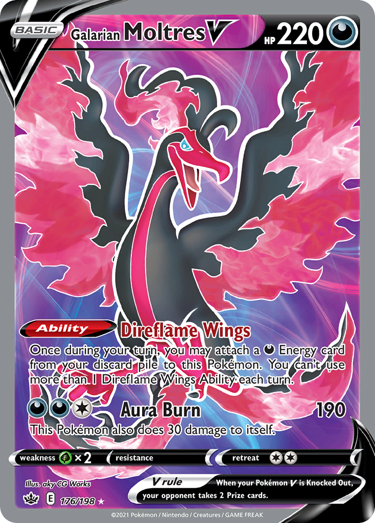 Galarian Moltres V Full Art - 176/198 - SWSH06: Chilling Reign